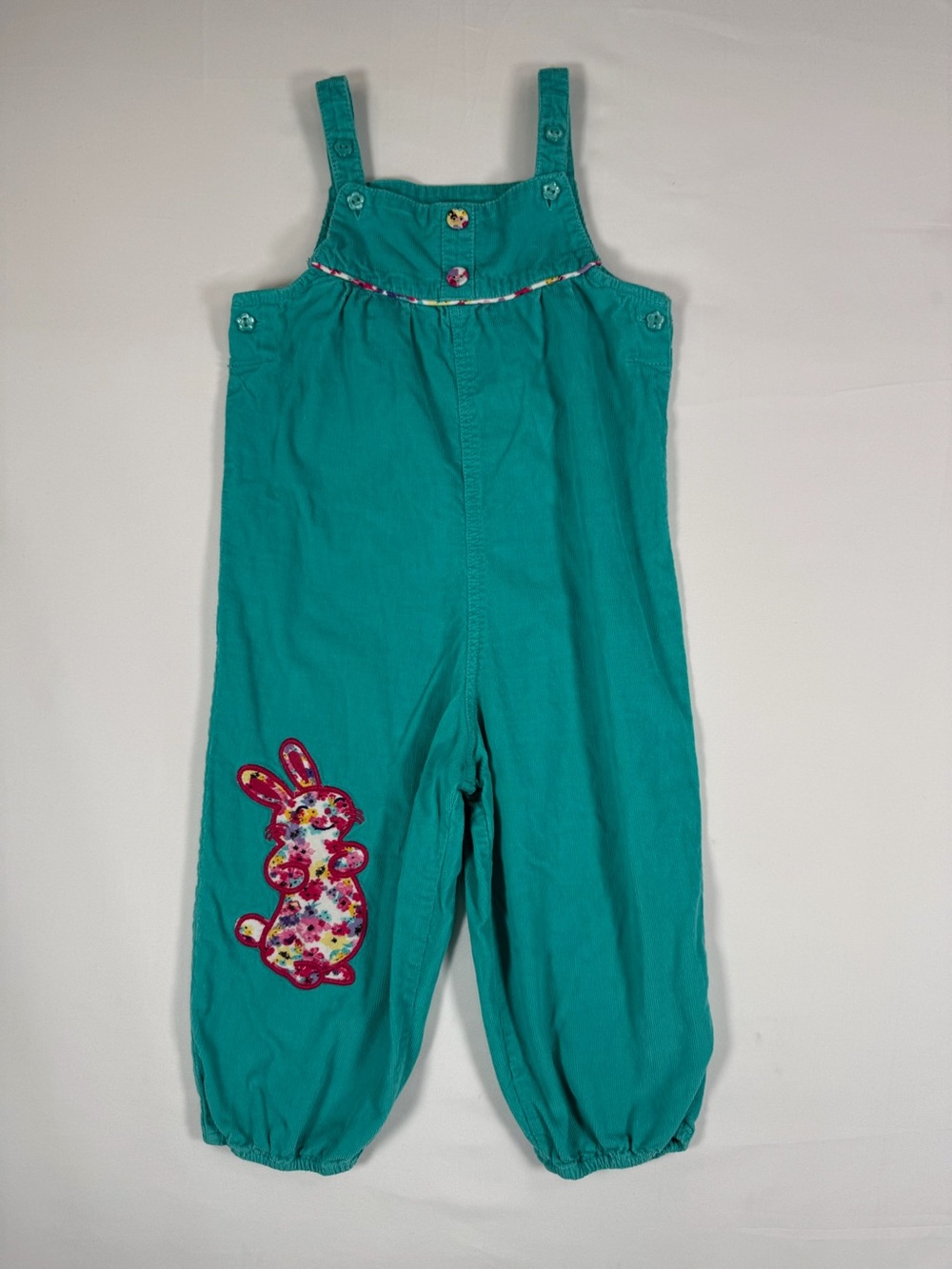 BEEBAY Toddler Bunny Corduroy Romper Teal Floral Rabbit One Piece Jumpsuit‎ 2-3Y